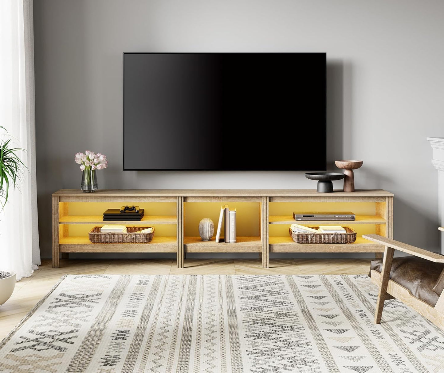 Oak Ziya MDF TV Stand -160x40x50cm.