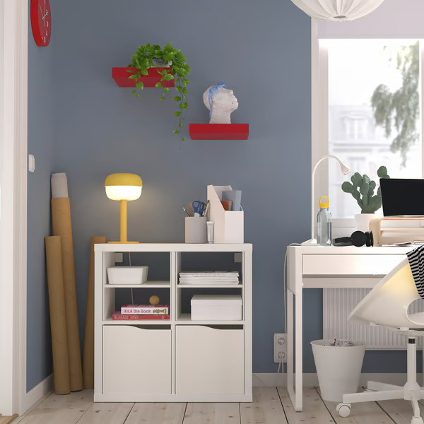 Kseries Display unit with 2 doors wave-shaped & 2 shelves, 77x39x77cm