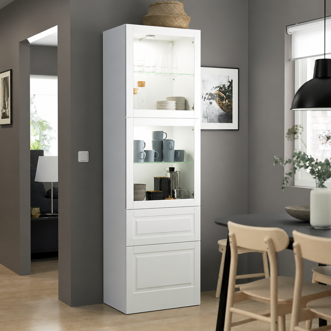 Delta tall Display cabinet,60x42x193cm
