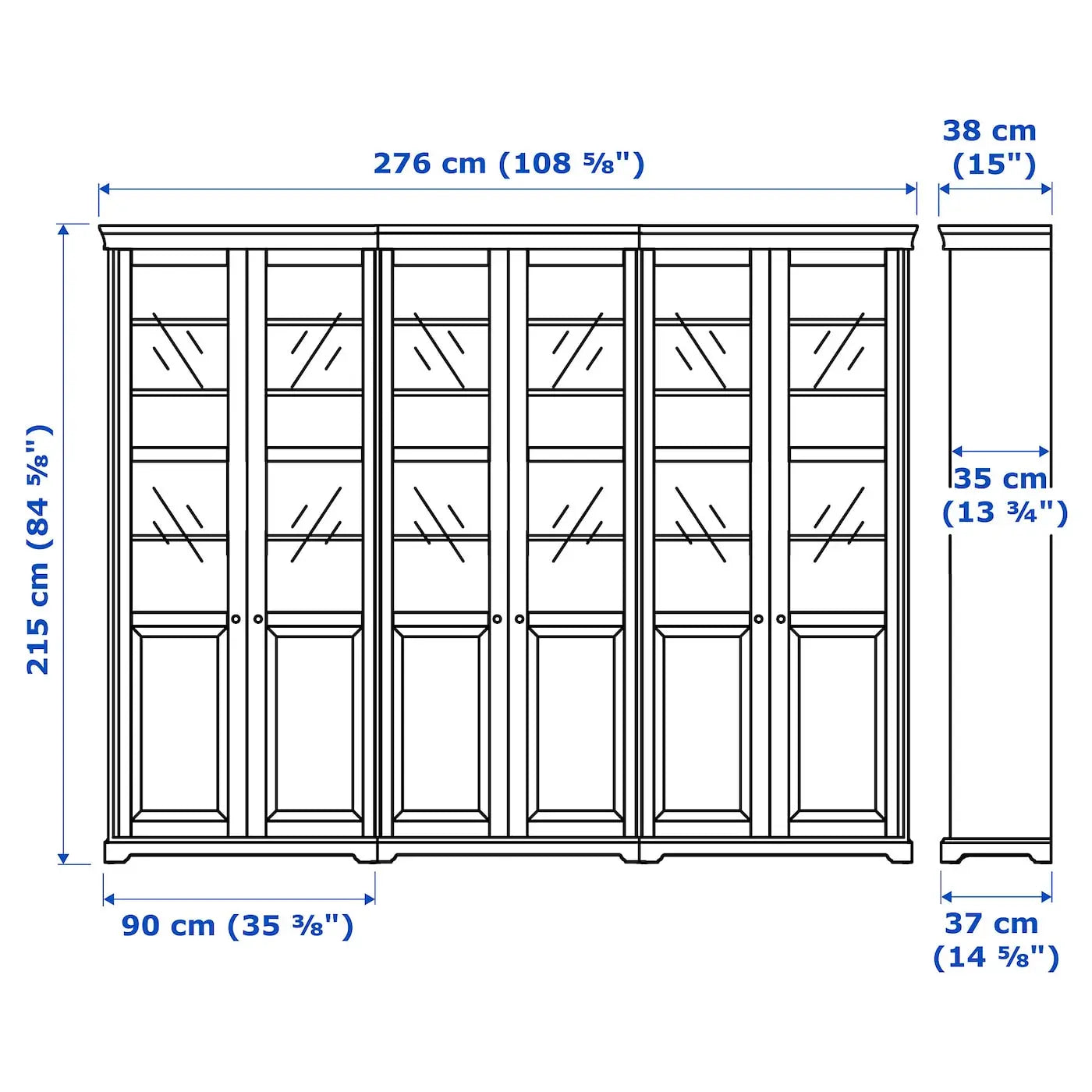 Viatorp storage combination with doors, 276x38x215cm