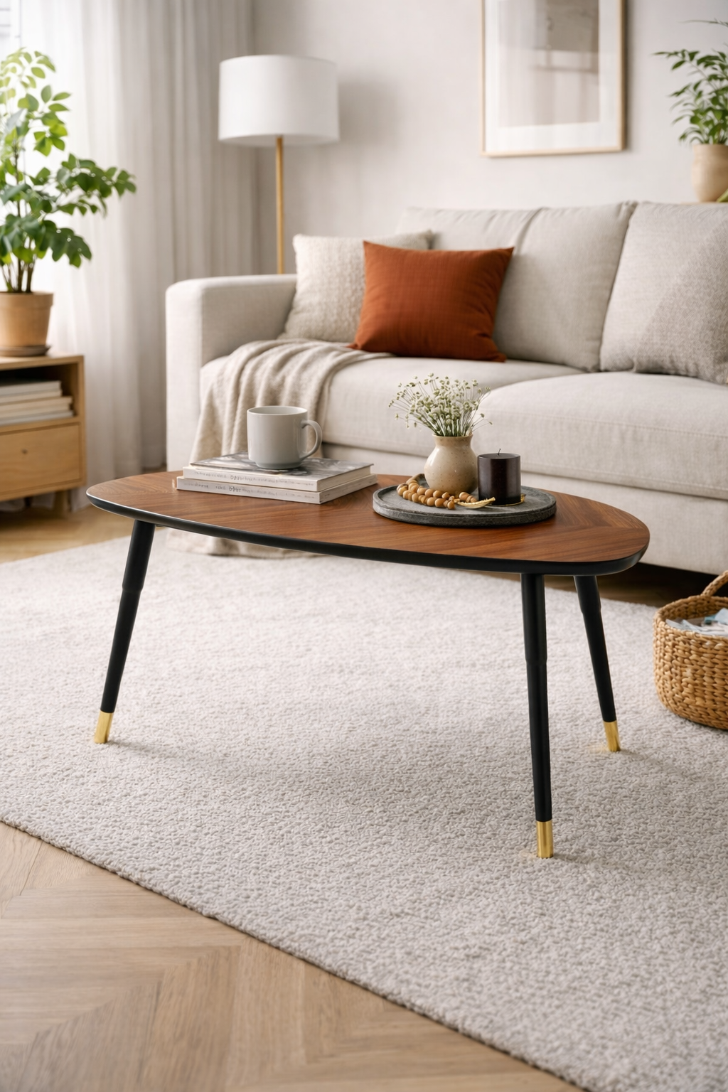 MDF Cherry Brown Coffee Table - 77x39cm.