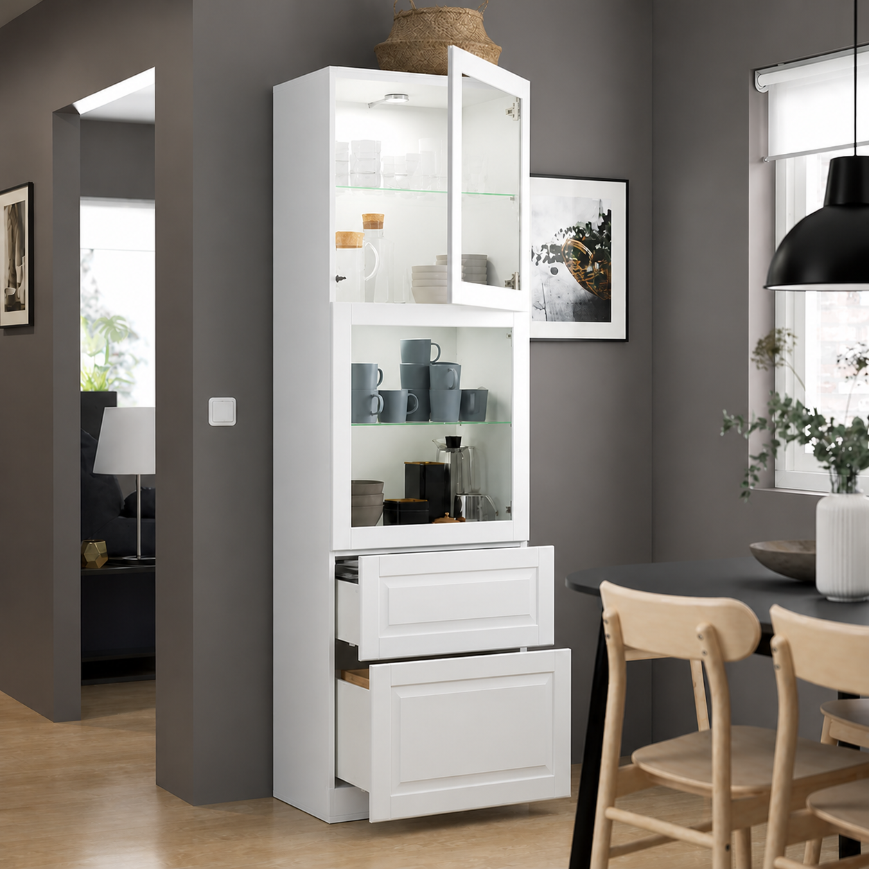 Delta tall Display cabinet,60x42x193cm