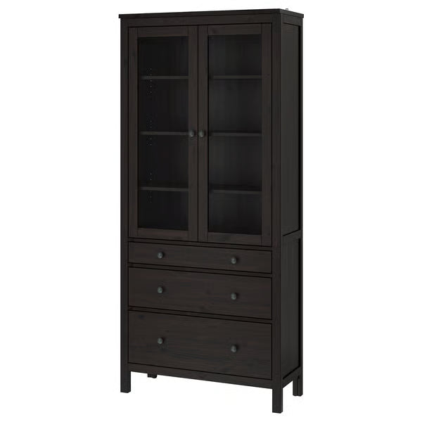 Hymnes Glass-door cabinet with 3 drawers, 90x37x197cm