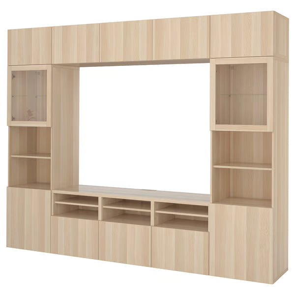 Delta TV storage combination with glass doors, 300x42x231 cm