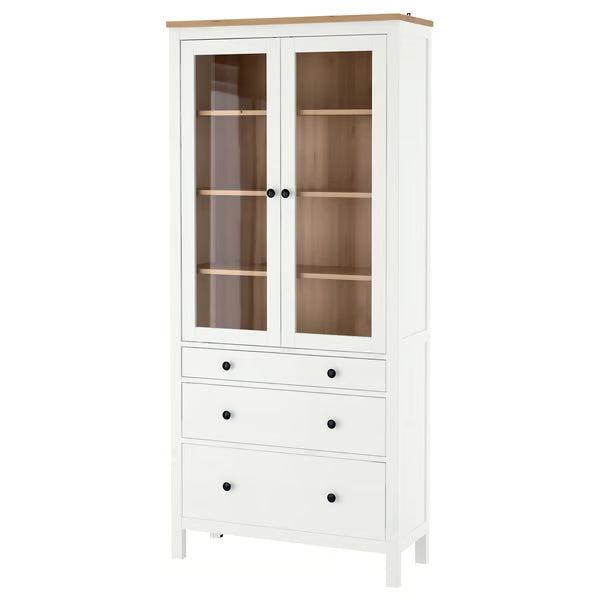 Hymnes Glass-door cabinet with 3 drawers, 90x37x197cm