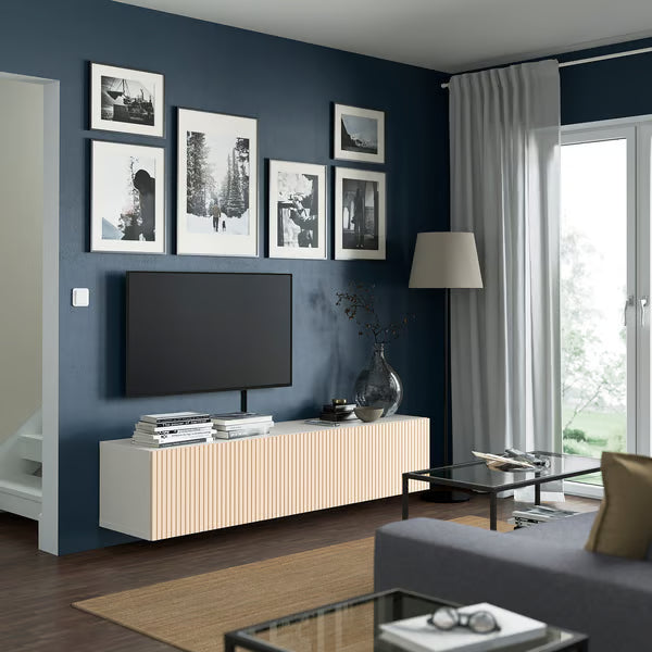 كونسول حائط دلتا للتلفاز مع 3 أبواب، 180 × 42 × 38 سم