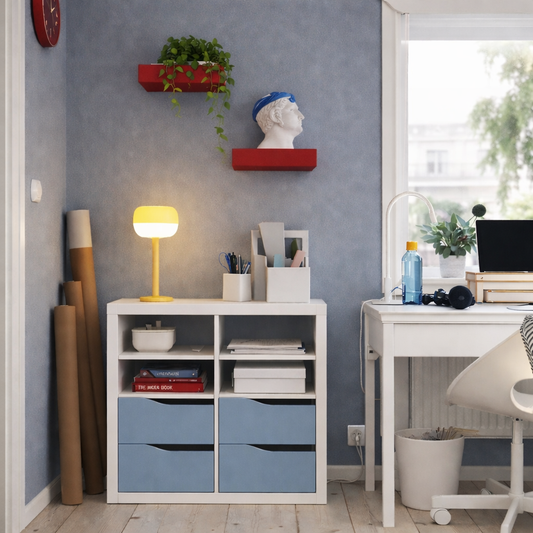 Kseries Display unit with 2 drawers wave-shaped & 2 shelves, 77x39x77cm