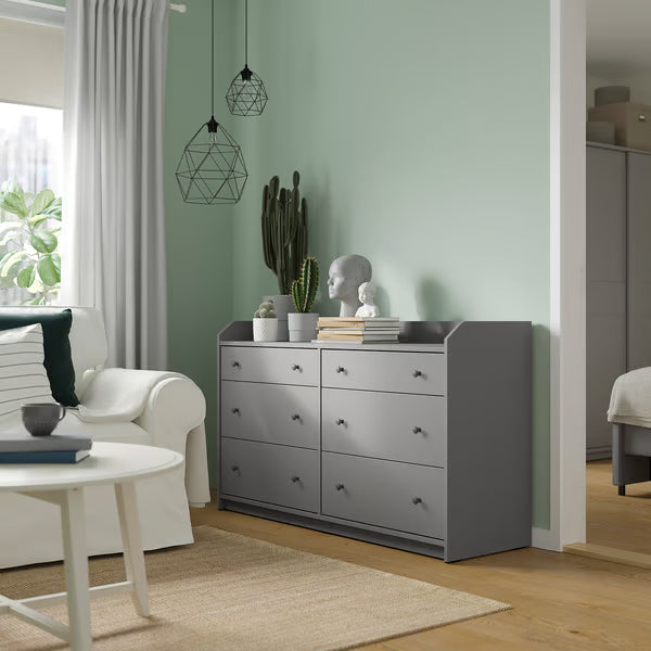 Organix Grey 6 Drawer Unit - 138×46×84cm