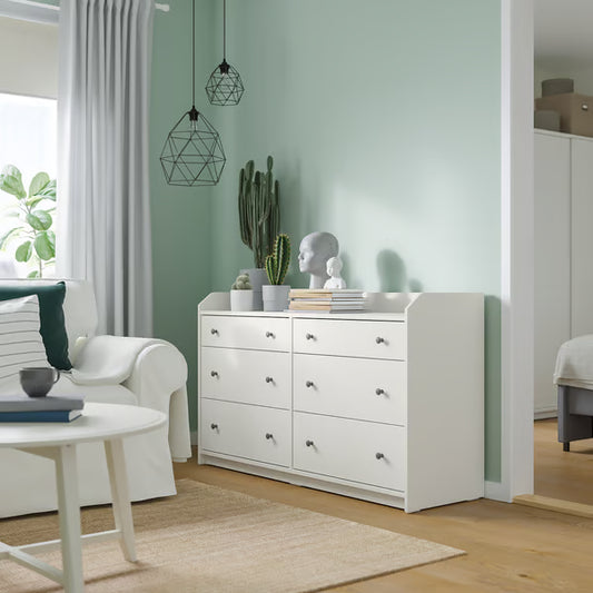 Organix White 6 Drawer Unit - 138×46×84cm