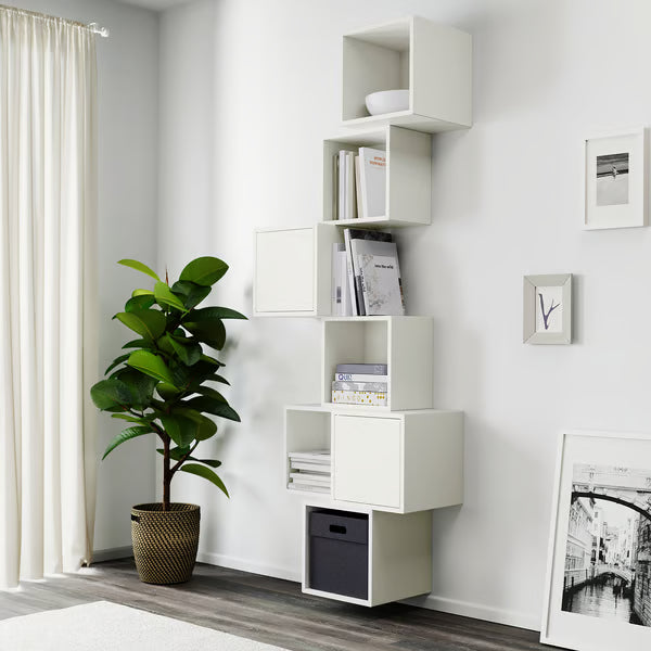 Emmett Wall-mounted cube combination, white, 80x35x210cm