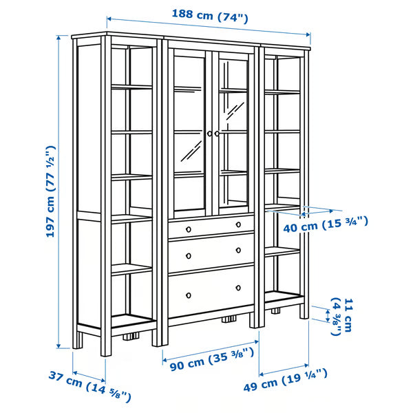 Hymnes Storage combination w doors/drawers, 188x37x197cm