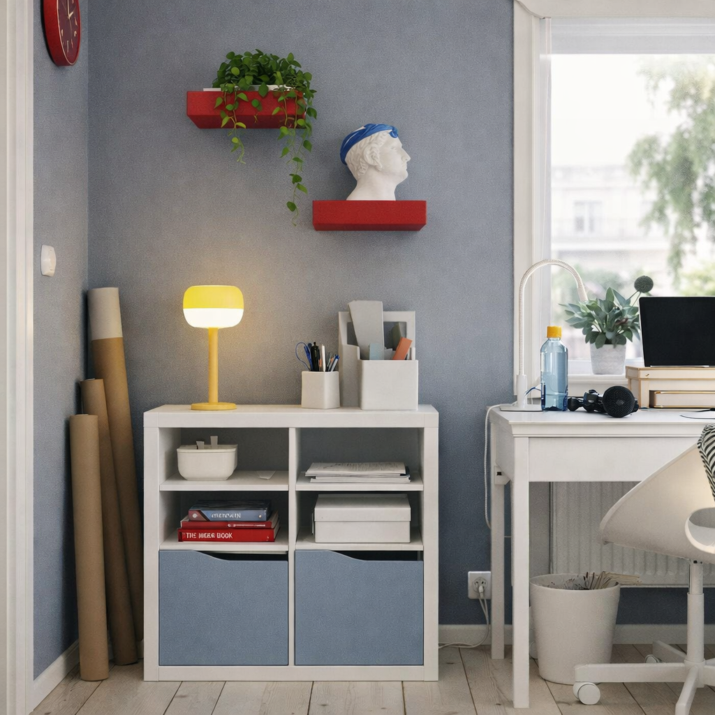 Kseries Display unit with 2 doors wave-shaped & 2 shelves, 77x39x77cm