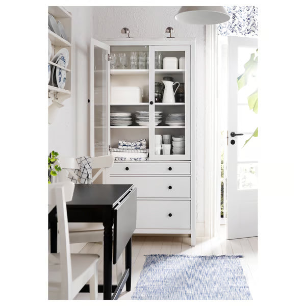 Hymnes Glass-door cabinet with 3 drawers, 90x37x197cm