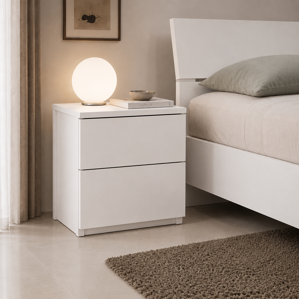 Lumina Modern Nightstand, 50x40x50cm