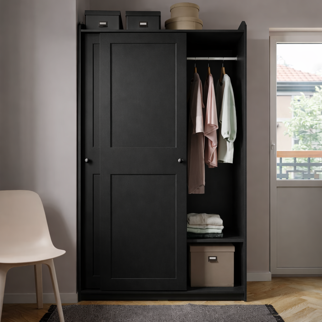 Haidy - Black Wardrobe - 118x55x119cm.