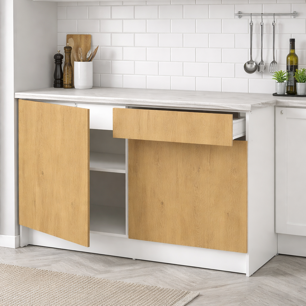 Kitchen Base Cabinet with Two Doors & Drawer, 120x60x90cm.