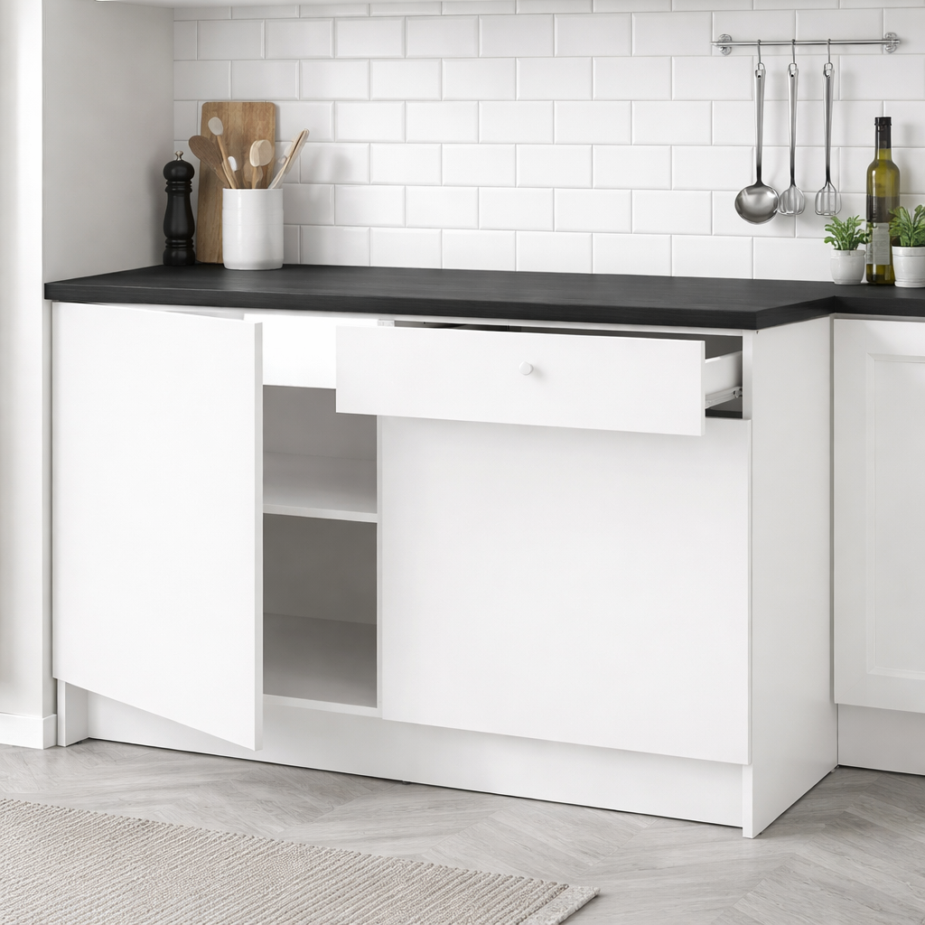 Kitchen Base Cabinet with Two Doors & Drawer, 120x60x90cm.