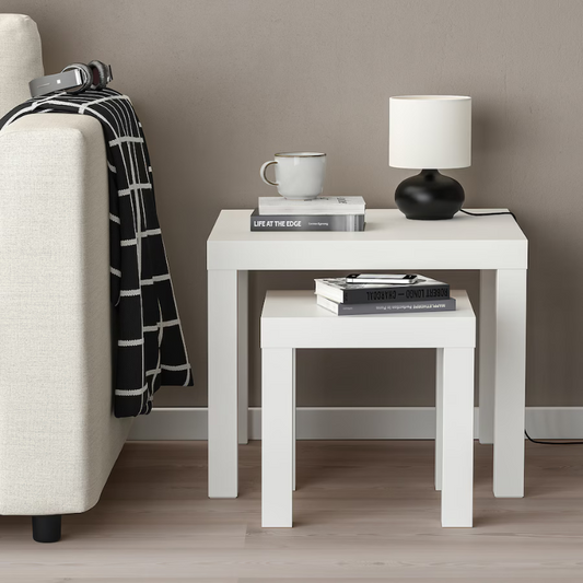 laky - White double Coffee Table - 55cm x 55cm x 45cm.
