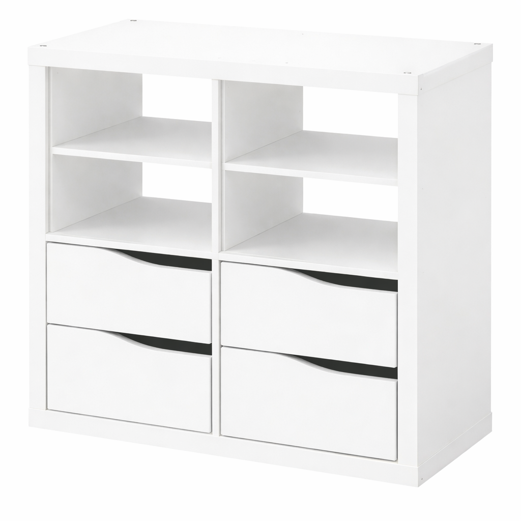 Kseries Display unit with 2 drawers wave-shaped & 2 shelves, 77x39x77cm