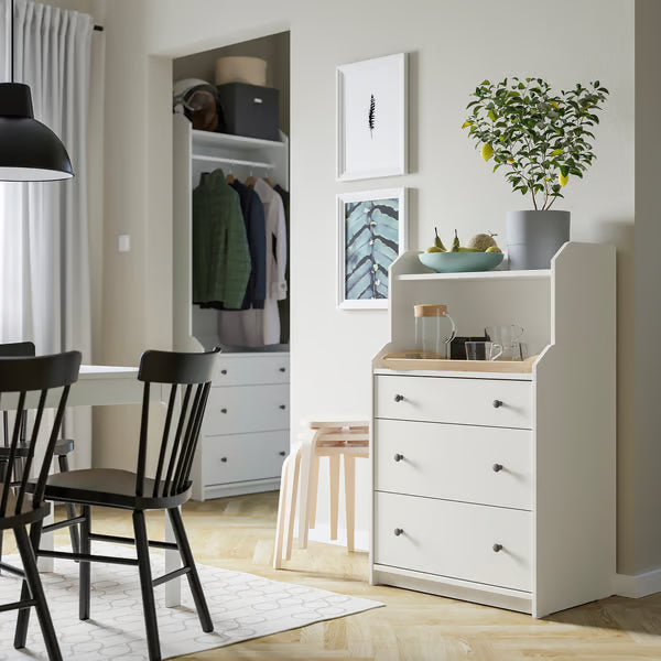 White Drawers Unit 3 drawers 70x46x116cm