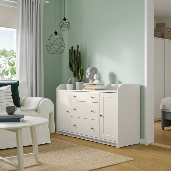Storica White MDF 3-Drawer & 2-Door Cabinet – 140x46x84cm