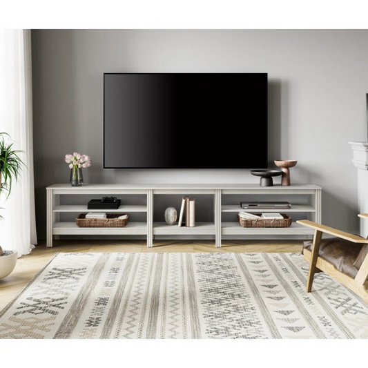 White Ziya MDF TV Stand -160 cm x 40 cm x 50 cm.