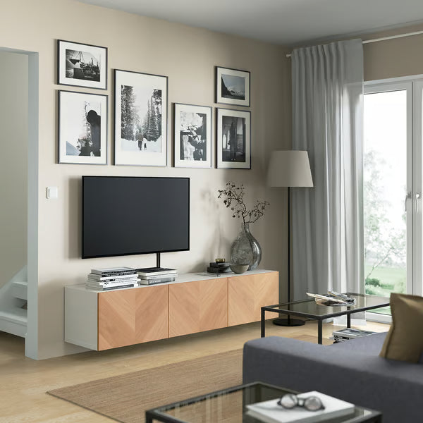كونسول حائط دلتا للتلفاز مع 3 أبواب، 180 × 42 × 38 سم