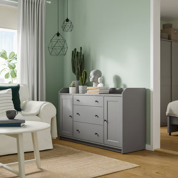Storica Grey MDF 3-Drawer & 2-Door Cabinet – 140x46x84cm