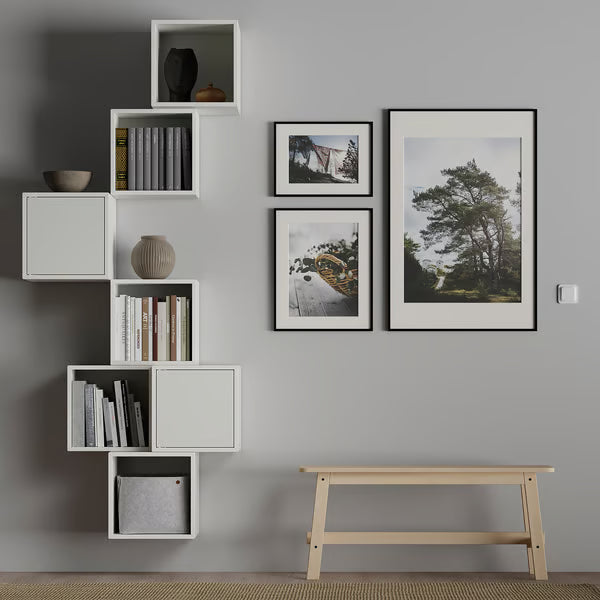 Emmett Wall-mounted cube combination, white, 80x35x210cm