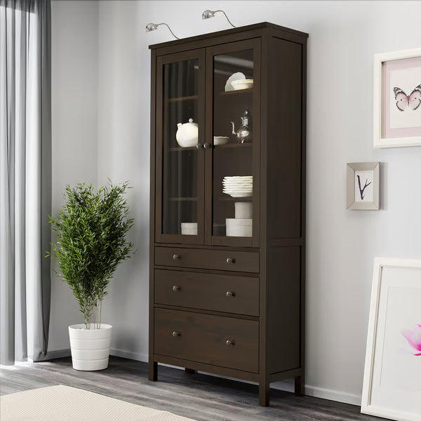 Hymnes Glass-door cabinet with 3 drawers, 90x37x197cm