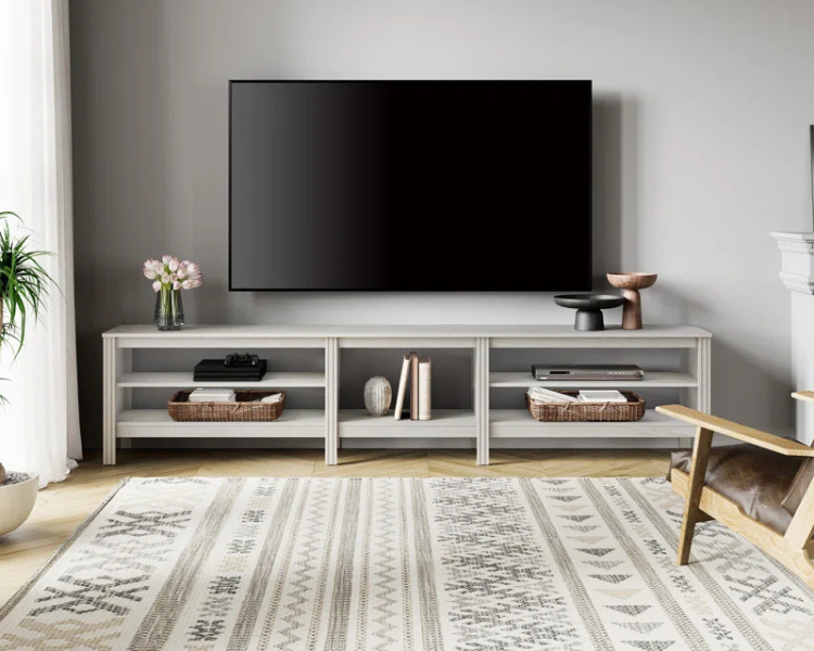 White Ziya MDF TV Stand - 160x40x50cm.