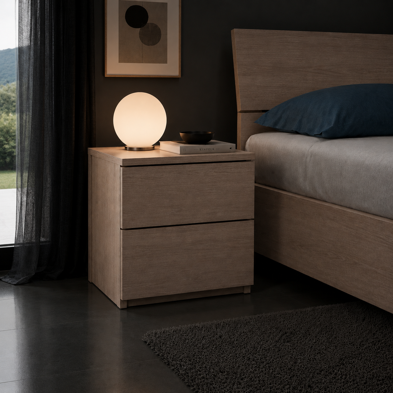 Lumina Modern Nightstand, 50x40x50cm