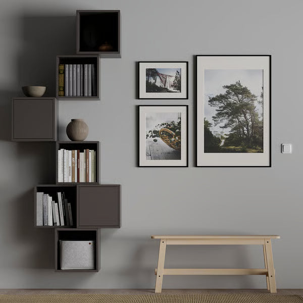 Emmett Wall-mounted cube combination, white, 80x35x210cm