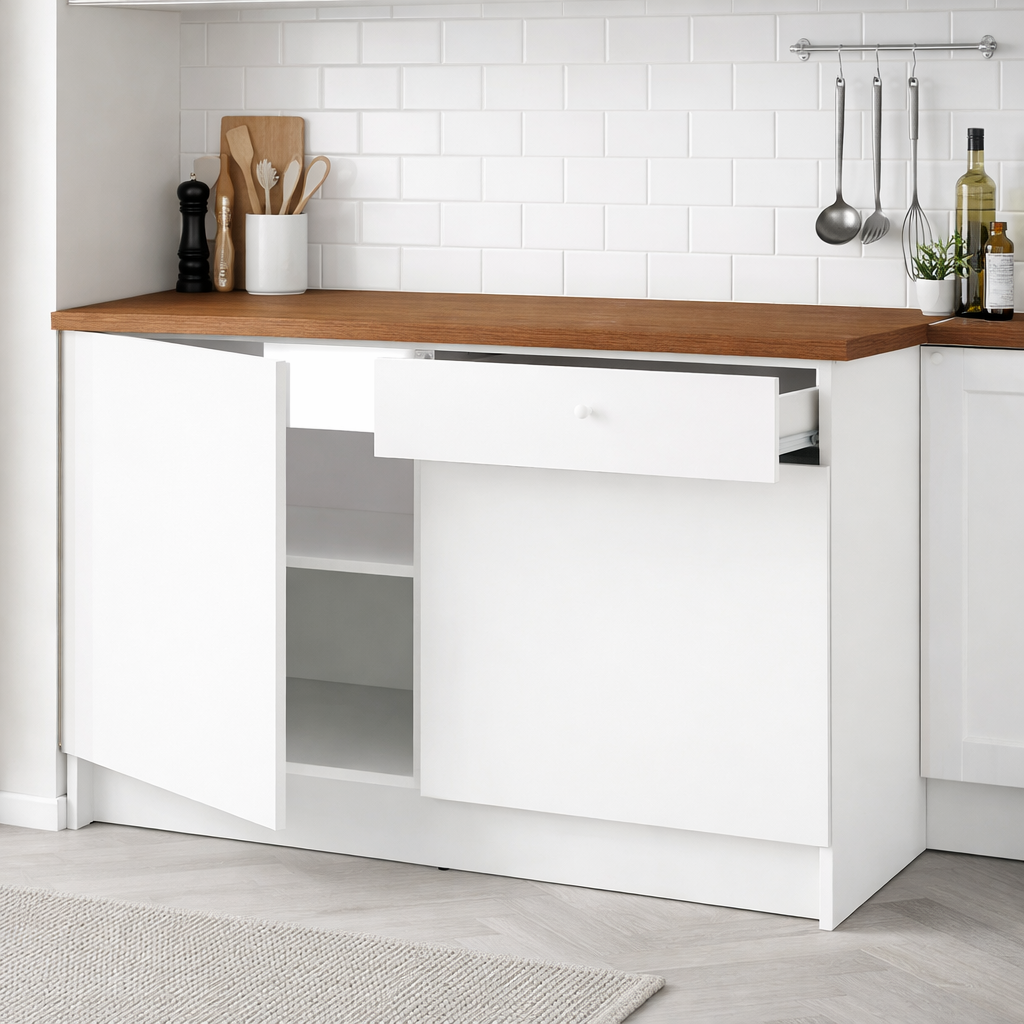 Kitchen Base Cabinet with Two Doors & Drawer, 120x60x90cm.