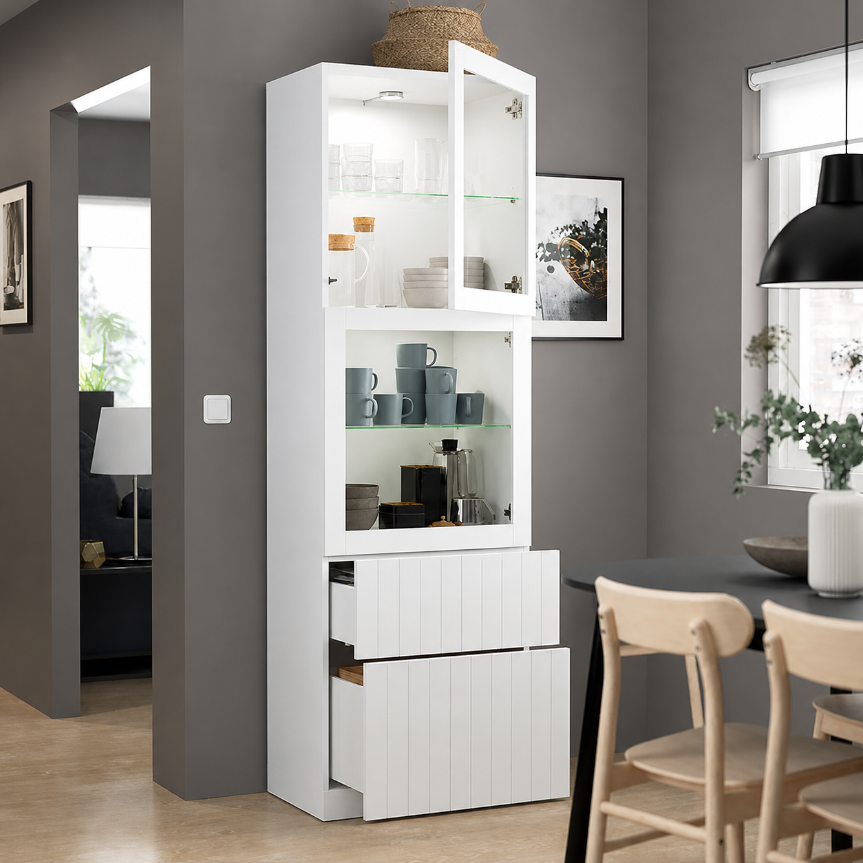 Delta tall Display cabinet,60x42x193cm