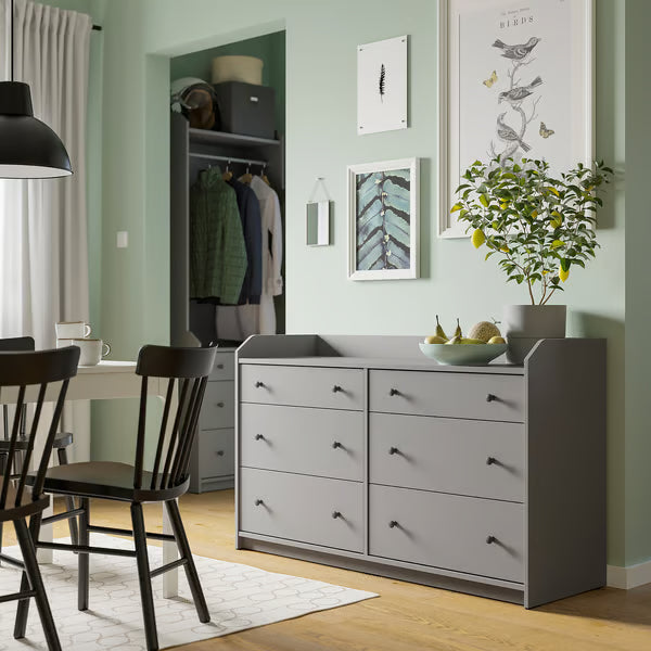 Organix Grey 6 Drawer Unit - 138×46×84cm