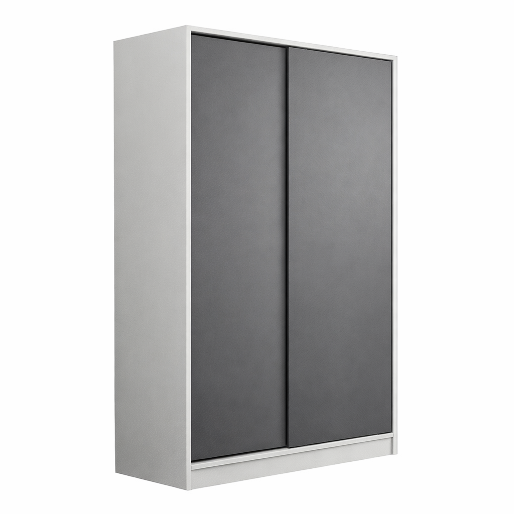 MDF White and Grey Wardrobe 2 Doors - 120x40x200cm.