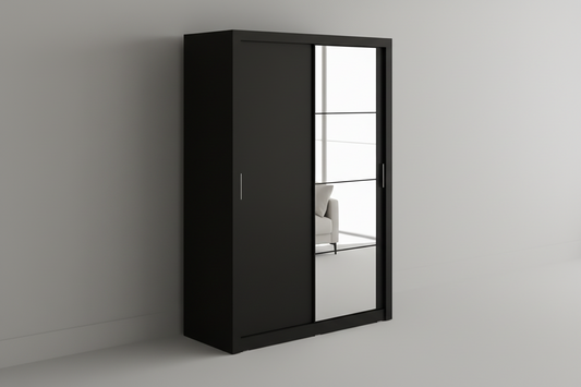 خزانة ملابس MDF سوداء ذات بابين - 120 × 50 × 200 سم.