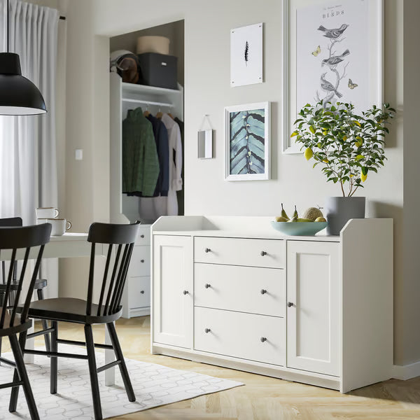 Storica White MDF 3-Drawer & 2-Door Cabinet – 140x46x84cm