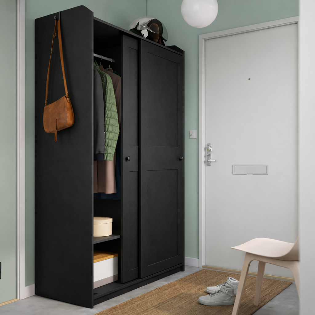 Haidy - Black Wardrobe - 118x55x119cm.