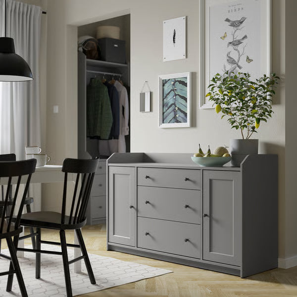 Storica Grey MDF 3-Drawer & 2-Door Cabinet – 140x46x84cm