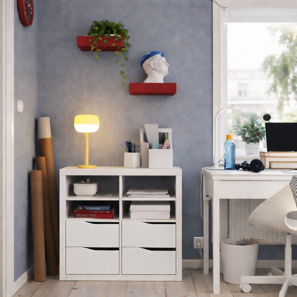 Kseries Display unit with 2 drawers wave-shaped & 2 shelves, 77x39x77cm