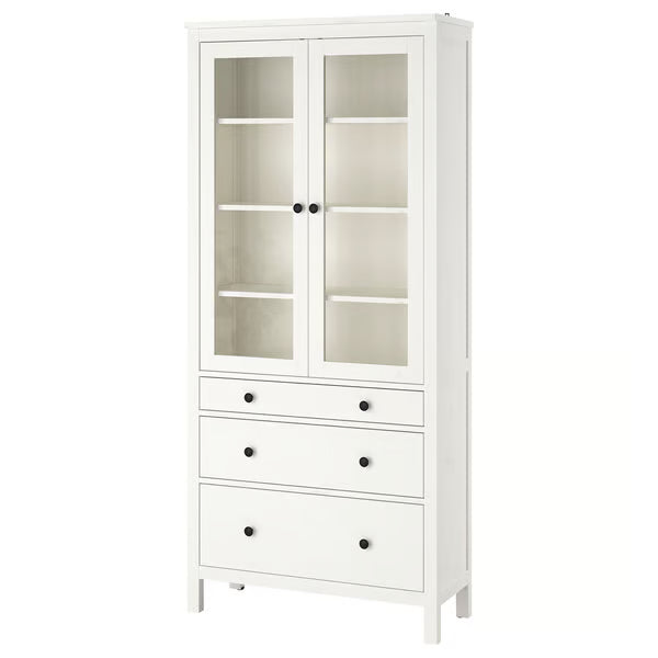 Hymnes Glass-door cabinet with 3 drawers, 90x37x197cm