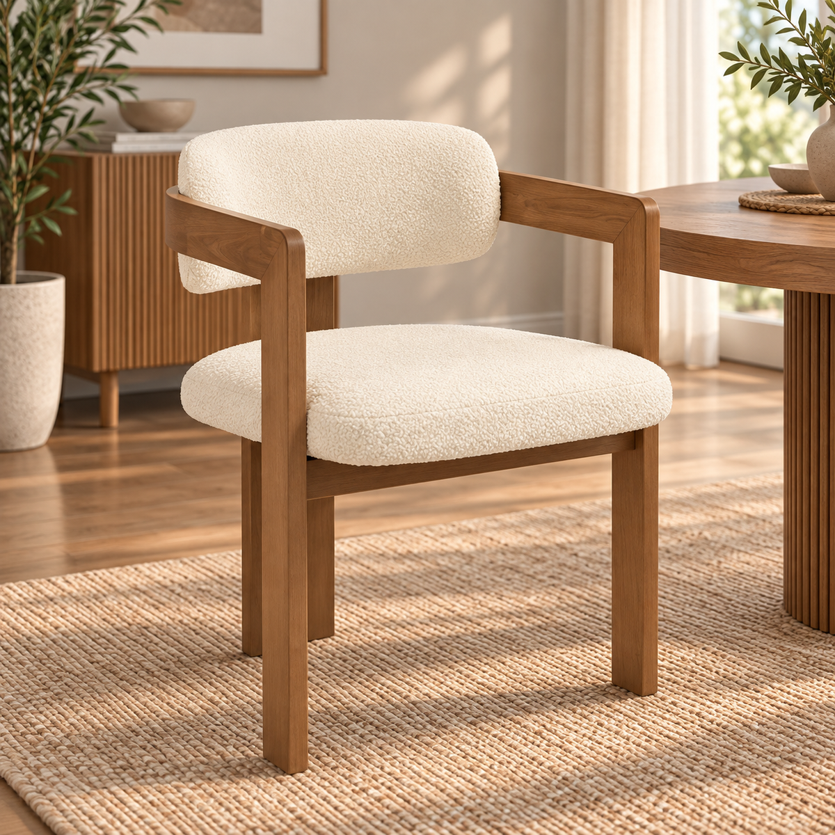 Bryn Bouclé Wood Armchair
