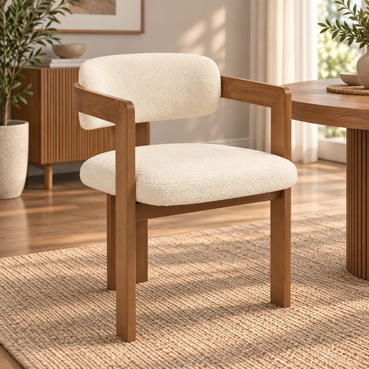 Bryn Bouclé Wood Armchair