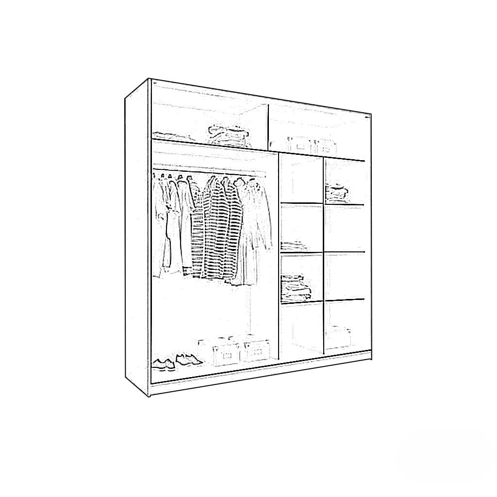 The Alba Mirrored Wardrobe,160x50x200cm