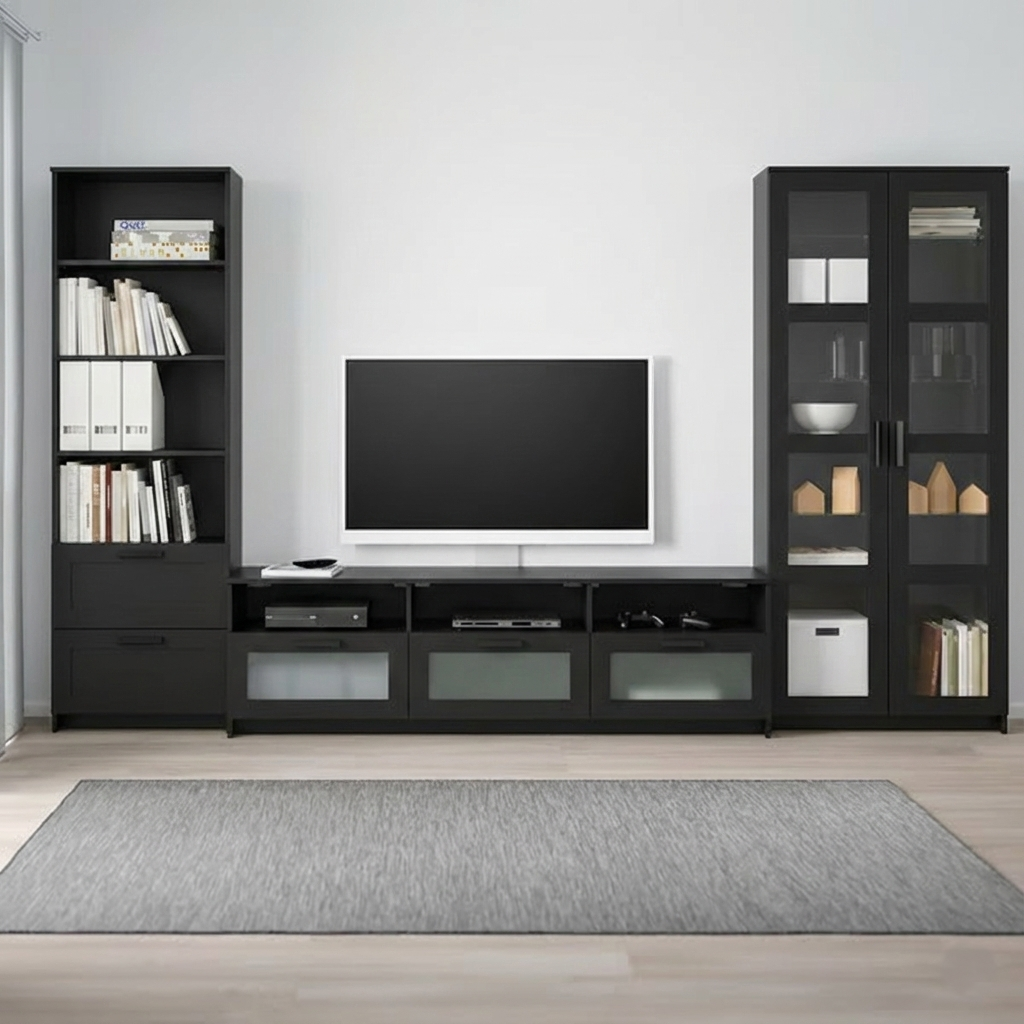 وحدة تخزين تلفزيون من بريملوك/زجاج، 320×41×190 سم