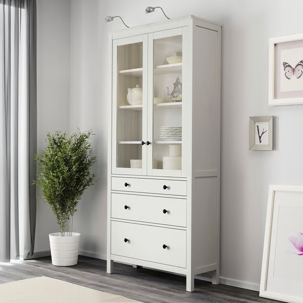 Hymnes Glass-door cabinet with 3 drawers, 90x37x197cm