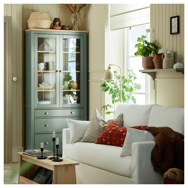 Hymnes Glass-door cabinet with 3 drawers, 90x37x197cm