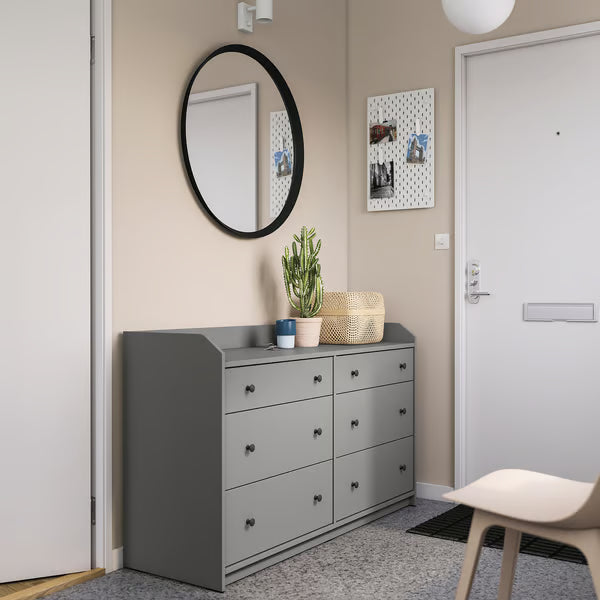 Organix Grey 6 Drawer Unit - 138×46×84cm